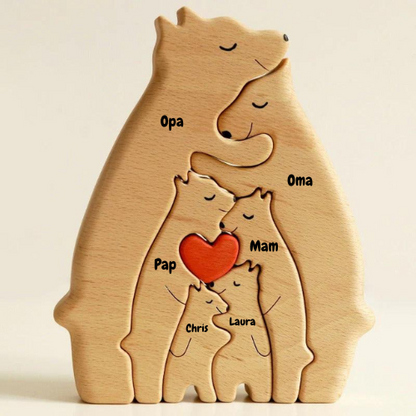 Gepersonaliseerde Beer Familie Houten Kunst Puzzel