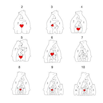Gepersonaliseerde Beer Familie Houten Kunst Puzzel